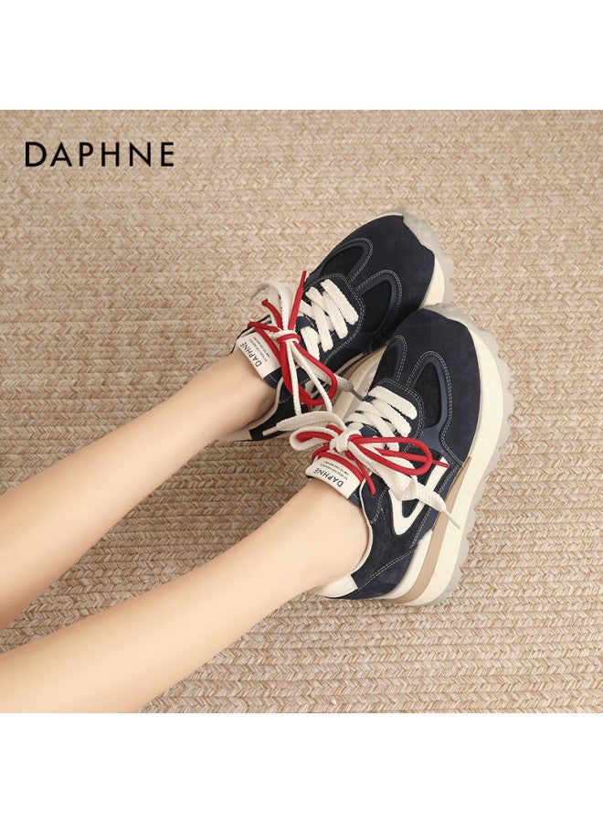 Daphne Trendy Chunky Sneakers For Women Thick Sole Height Increasing Comfortable Sports Casual Shoes Versatile Leg-lengthening Travel Shoes Blue Size 40 - Image 4