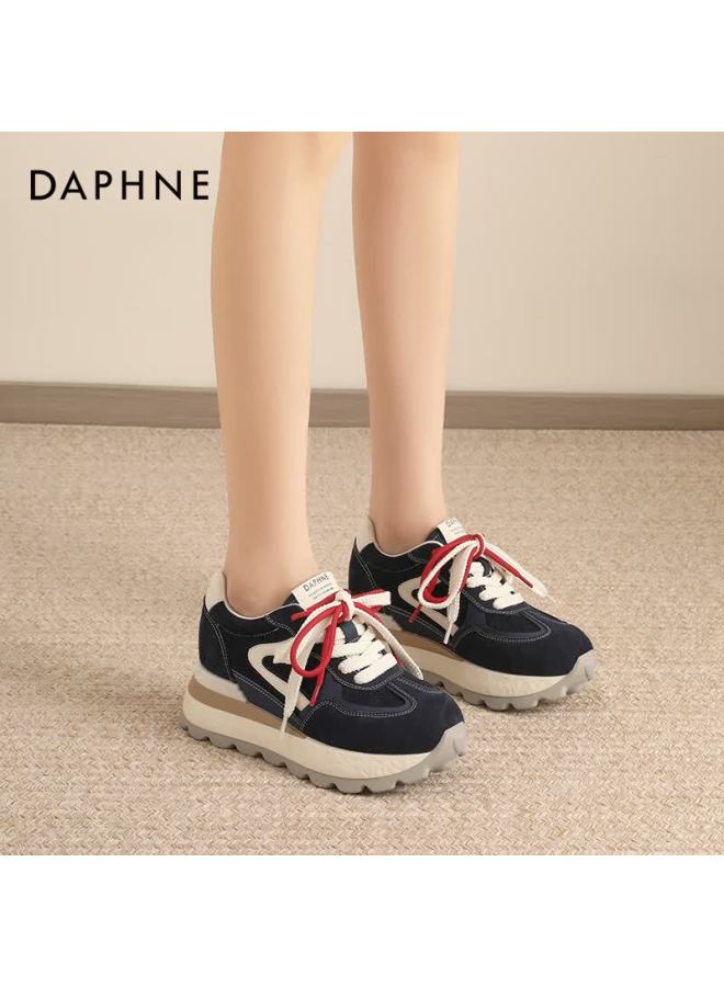Daphne Trendy Chunky Sneakers For Women Thick Sole Height Increasing Comfortable Sports Casual Shoes Versatile Leg-lengthening Travel Shoes Blue Size 40 - Image 3