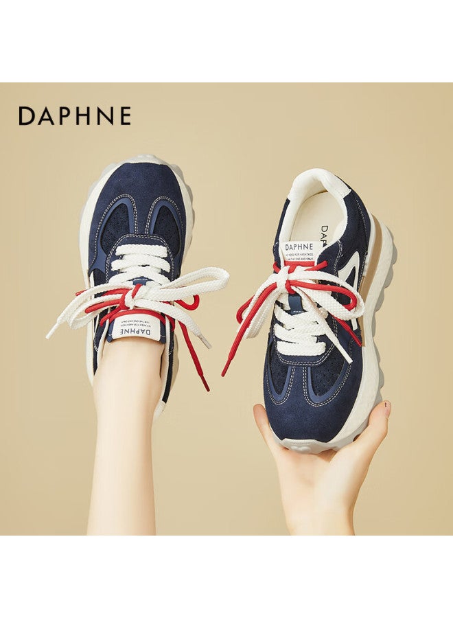 Daphne Trendy Chunky Sneakers For Women Thick Sole Height Increasing Comfortable Sports Casual Shoes Versatile Leg-lengthening Travel Shoes Blue Size 40 - Image 1