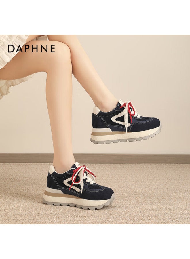Daphne Trendy Chunky Sneakers For Women Thick Sole Height Increasing Comfortable Sports Casual Shoes Versatile Leg-lengthening Travel Shoes Blue Size 40 - Image 2