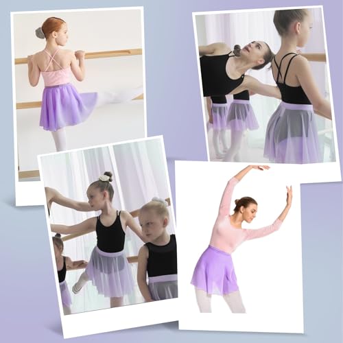 Yolev Women's Ballet Wrap Skirt Chiffon Dance Wrap Skirt with Adjustable Waist Tie Gymnastics Ballet Skirts for Women (Light Purple) - Image 4