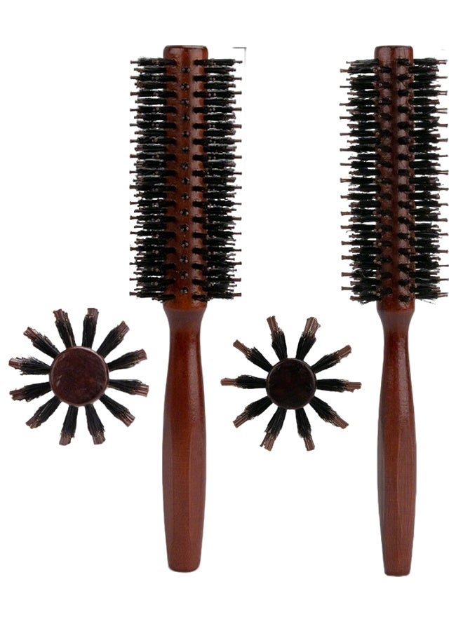 2 Pcs Wooden Round Hair Brush,Round Hair Brush,Anti Static Hairbrush,for Hair Styling Straightening and Curling - Image 1
