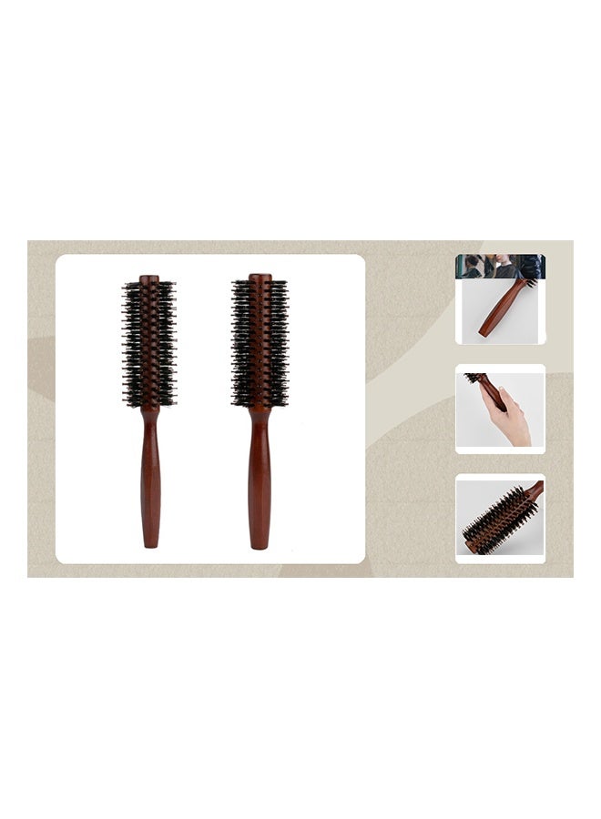2 Pcs Wooden Round Hair Brush,Round Hair Brush,Anti Static Hairbrush,for Hair Styling Straightening and Curling - Image 2