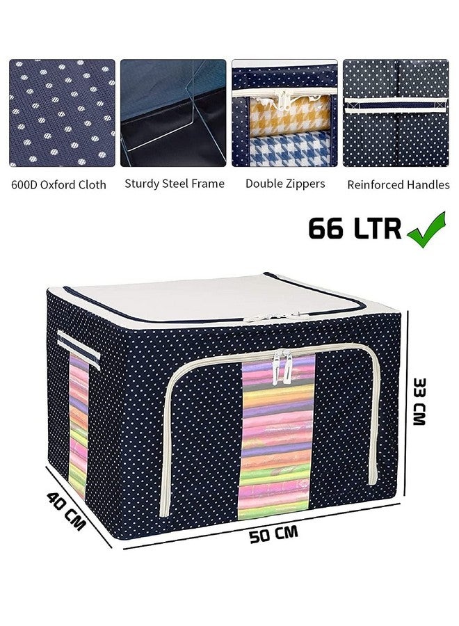 Blairmore Clothes Storage Box Foldable Steel Frame Clothes Organizer Storage Box for Wardrobe, Saree, Shirts, and Blankets.66 Ltr (2) - Image 2