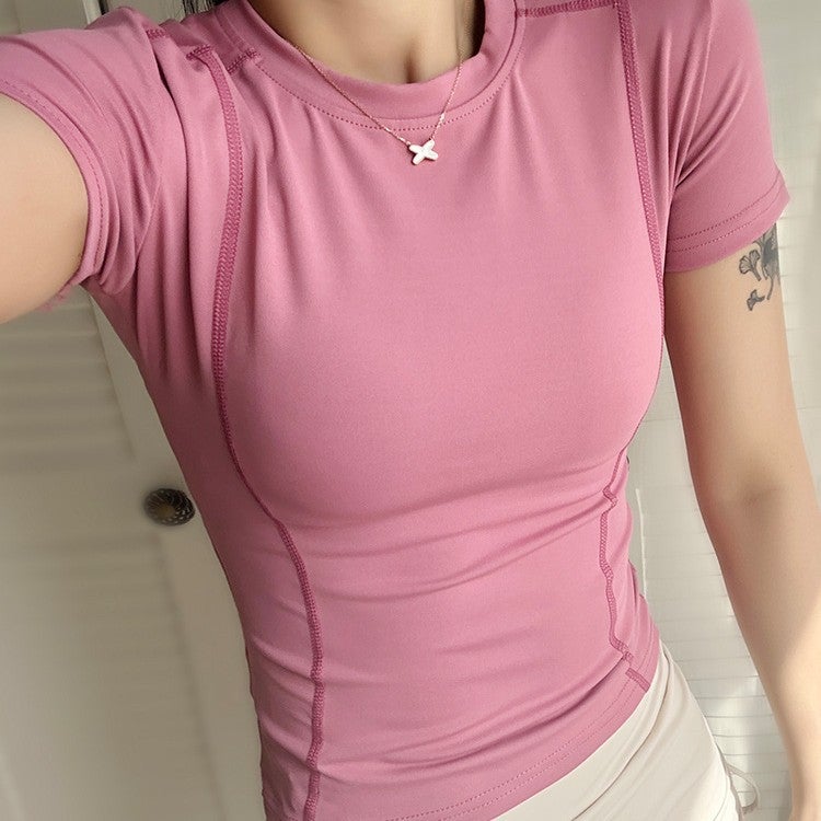 New Yoga Top Women's Sports Short Sleeve T-Shirt Quick Dry Fitness Wear - Image 1