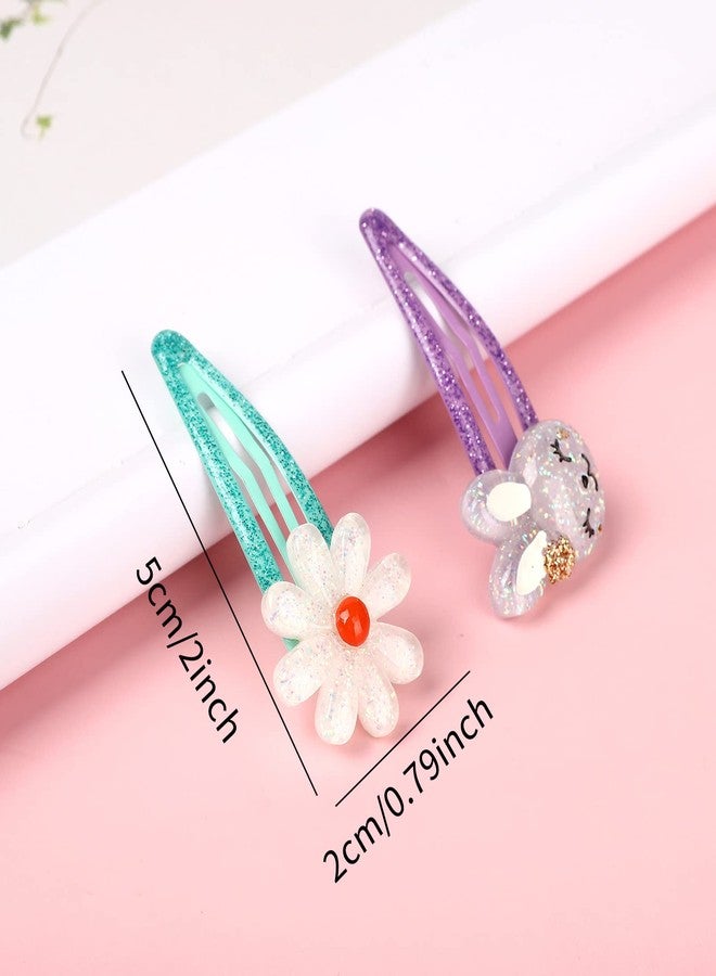 Wingchold Girls Flower Snap Hair Clips, 8Pcs Unicorn No Slip Metal Hair Clips, Sparkly Unicorn Hair Accessories for Toddlers Kids, Colorful Rabbit Barrette Hair Pins, Party Birthday Gift Supplies - Image 5