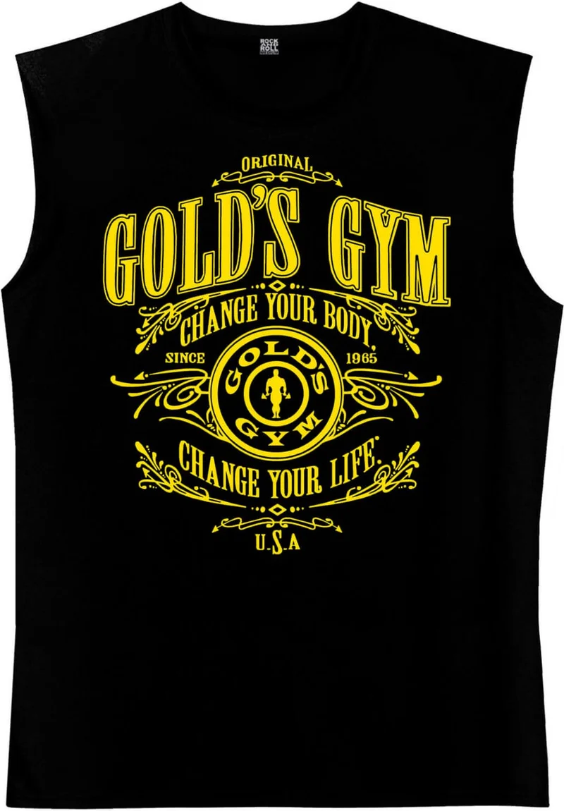 روك اند رول Golds Gym Black Cut Sleeve / Sleeveless T-Shirt