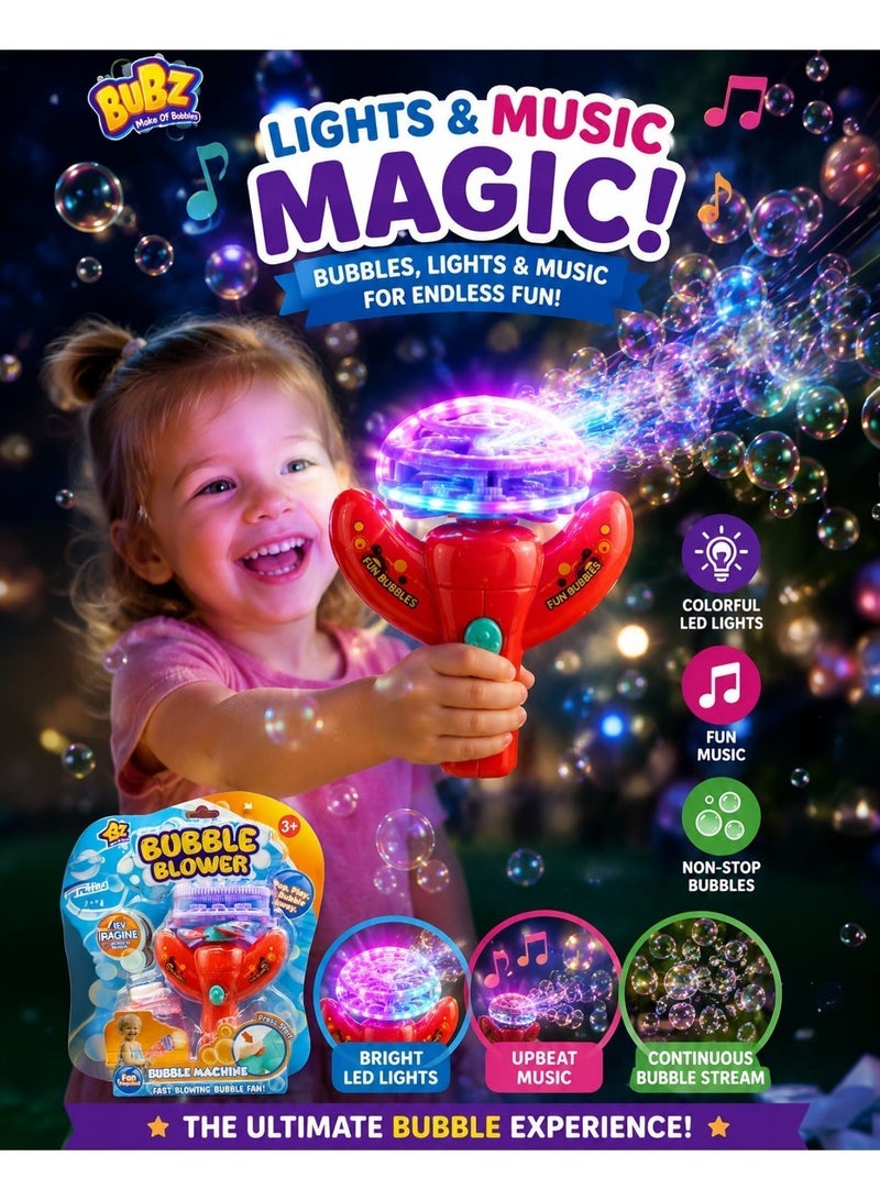 BUBZ Electric Automatic Bubble Machine for Kids High Output Continuous Bubble Blower Toy with Fan Powered Fast Bubble Stream, Portable Bubble Maker for Boys & Girls, Indoor Outdoor Summer Play, Birthday Party Fun Toy Age 3+ with Bubble Solution & Tray - Image 4