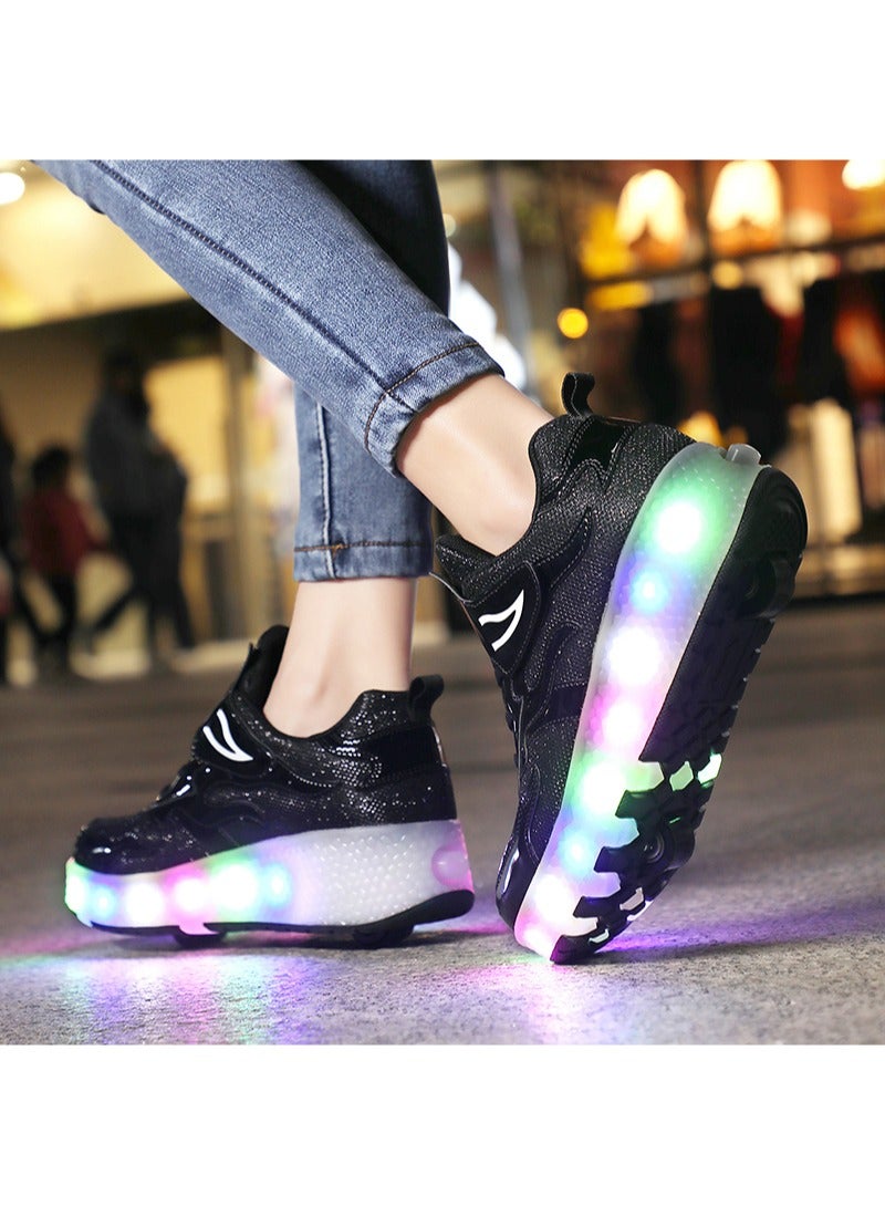 إسكدنيا Roller Shoes USB Charge Girls Boys Sneakers with Wheels LED - Image 2