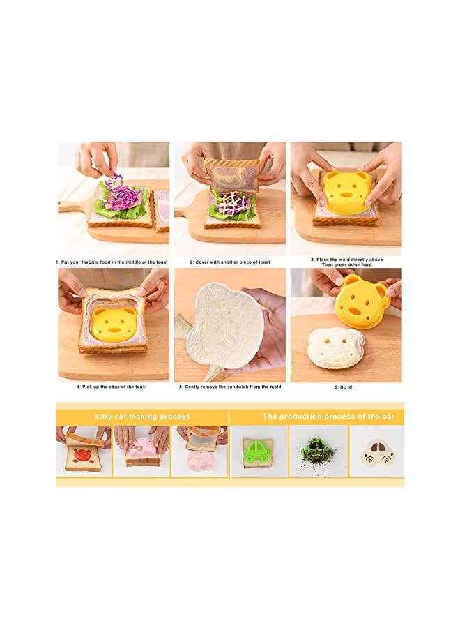 S-TOP Sandwich Cutter and Sealer, 3 Pack Bear Shape Sandwich Cutter and Sealer, Uncrustable Sandwich Maker, Cut and Seal, Great for Lunchbox and Bento Box, Breakfast lunch for adults and children - Image 3