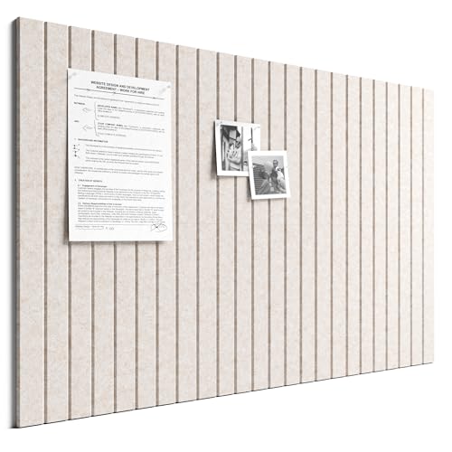Bumusty Large Cork Board Alternative-36 x 24" Felt Bulletin Board Tiles, with 30 Pushpins, 40 Adhesive Tabs, Fine-Stripe 6-Pack, Cork Boards for Office Push Pin Board Felt Board-Oatmeal - Image 1