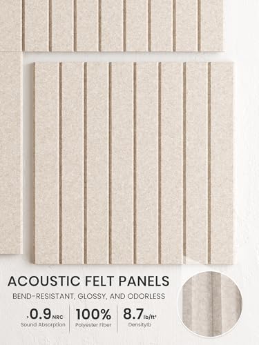 Bumusty Large Cork Board Alternative-36 x 24" Felt Bulletin Board Tiles, with 30 Pushpins, 40 Adhesive Tabs, Fine-Stripe 6-Pack, Cork Boards for Office Push Pin Board Felt Board-Oatmeal - Image 3