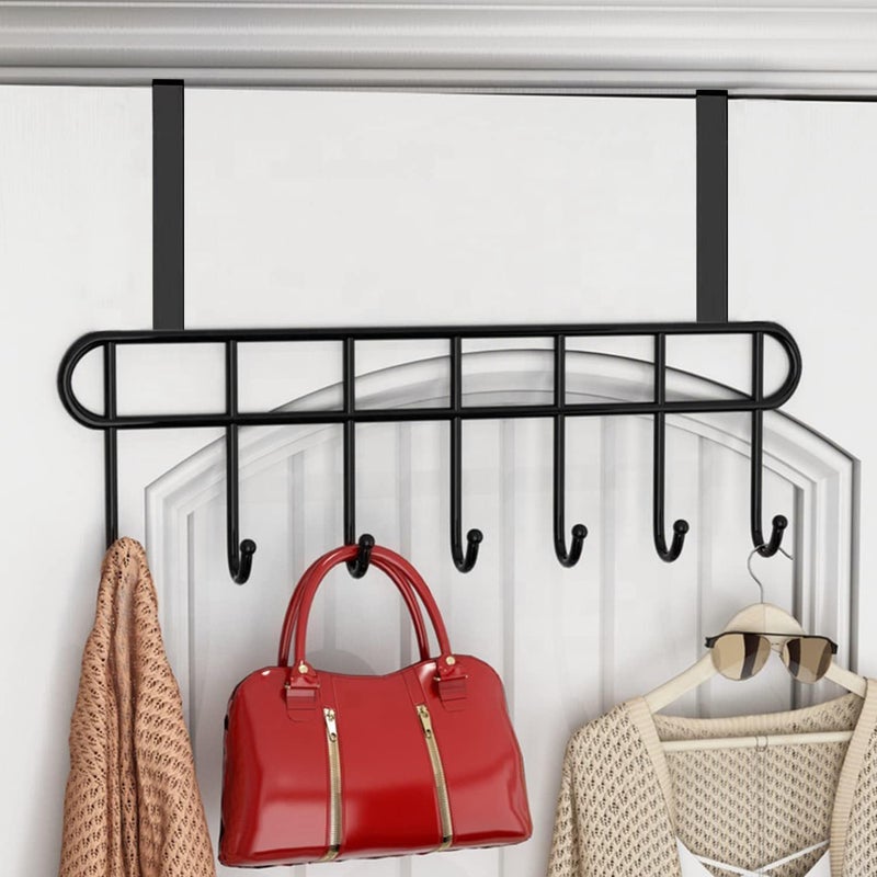 Boniry 2 Pcs Over The Door Hook Hanger Adhesive Hooks Heavy Duty Wall Hooks Waterproof Stainless Steel Hooks for Hanging Coat, Hat,Towel Robe Hook Rack Wall Mount- Bathroom and Bedroom Black - Image 5