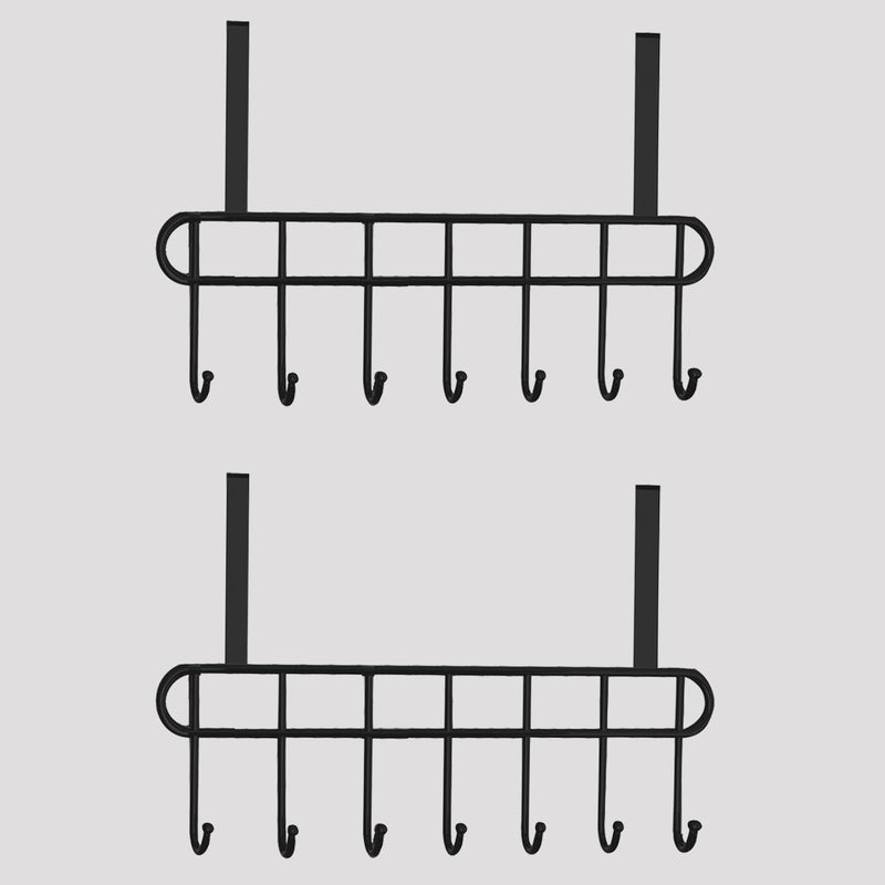 Boniry 2 Pcs Over The Door Hook Hanger Adhesive Hooks Heavy Duty Wall Hooks Waterproof Stainless Steel Hooks for Hanging Coat, Hat,Towel Robe Hook Rack Wall Mount- Bathroom and Bedroom Black - Image 1
