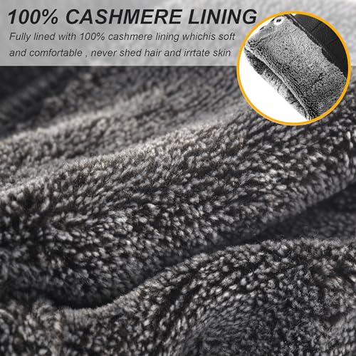 QOF Winter Genuine Leather Gloves for Men, Cashmere Warm Lined Finger Touchscreen Texting Driving Gloves - Image 4