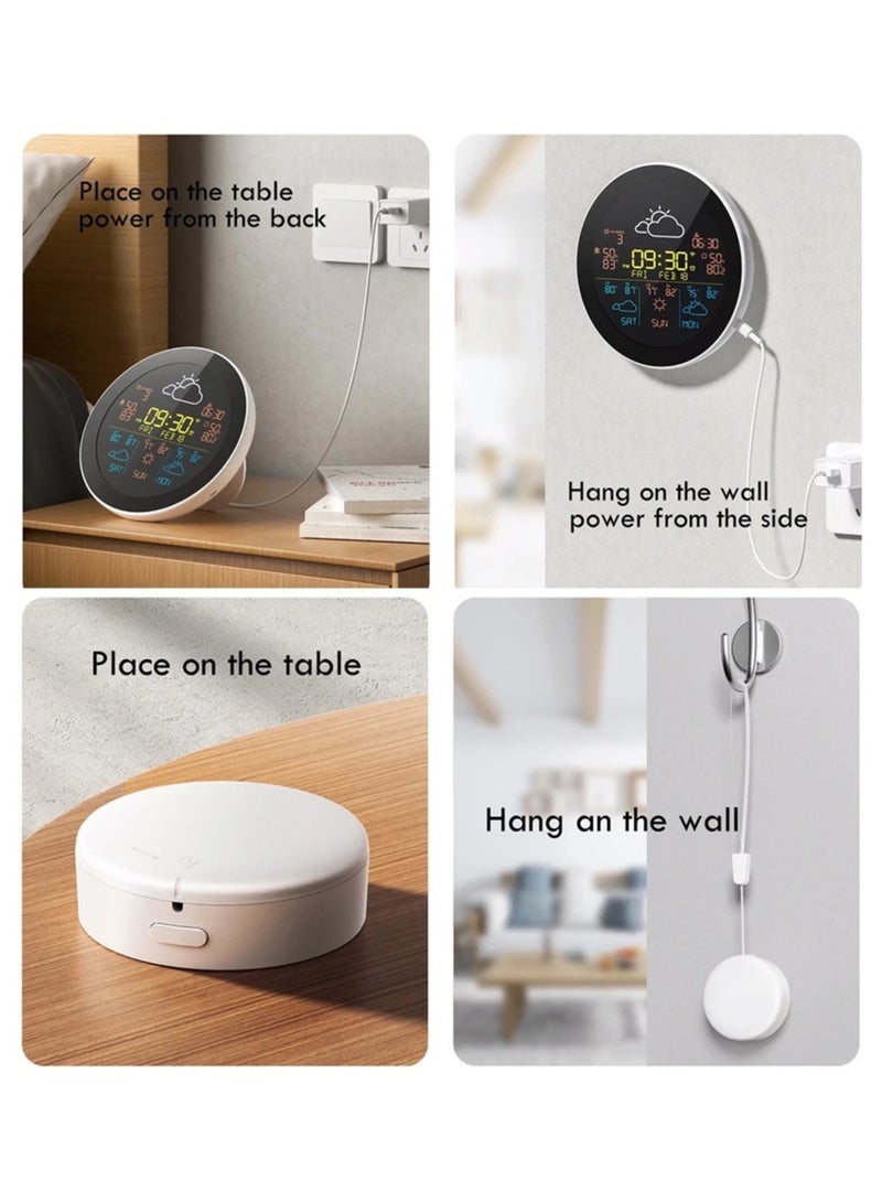 Tuya WIFI Smart Weather Station Alarm Clock Weather Forecast Temperature Sensor Thermometer Hygrometer Digital Hygrothermograph - Image 2