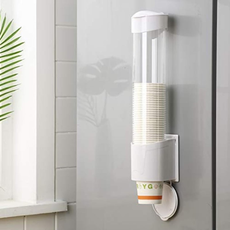 Luxoper Wall Mounted Paper Cup Dispenser Holder Plastic Drinking Water Cup Organizer Disposable Cup Holder with SelfAdhesive or Screw Mount for Homes Restaurants Hospitals and Offices - Image 1