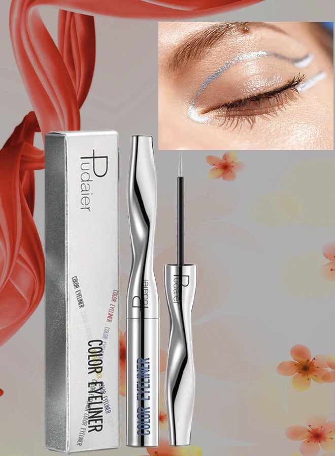 pudaier Color Eyeliner Liquid Eyeliner Pen Quick Drying Easy to Color Glitter and Matte Precision Fine Tip Eye Liner Makeup No Flaking No Smudging Waterproof and Long Lasting Eyeliner Pencil Silver 05 - Image 1