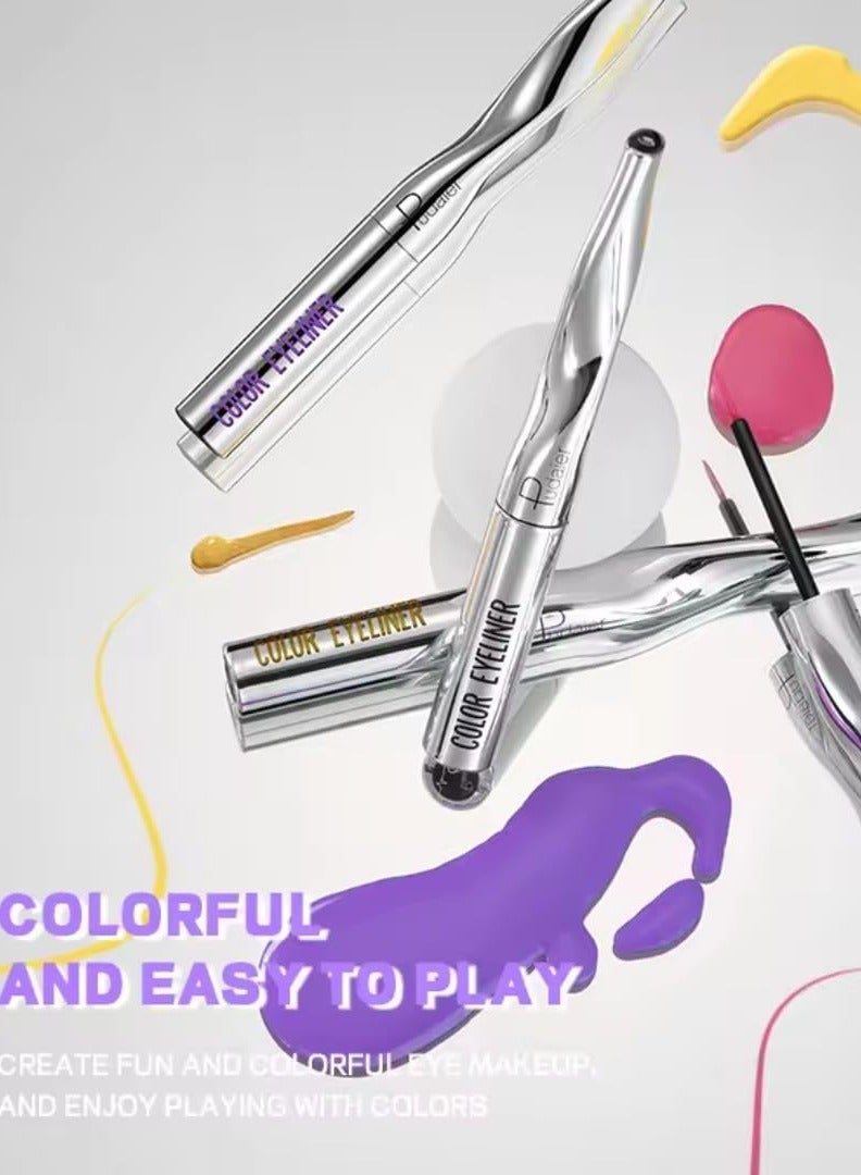 pudaier Color Eyeliner Liquid Eyeliner Pen Quick Drying Easy to Color Glitter and Matte Precision Fine Tip Eye Liner Makeup No Flaking No Smudging Waterproof and Long Lasting Eyeliner Pencil Silver 05 - Image 2