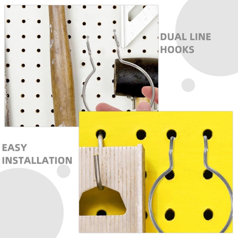 8pcs Metal Pegboard Tool Hooks for Garage and Workshop, Sturdy Pegboard Wall Hanging Organizer Accessories for Tool Storage and Display - Image 3