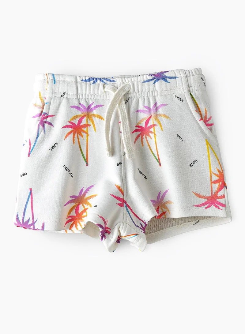 Babyqlo Palm Tree All Over Print With Elastic Waist & Drawstring Closure - Multicolor