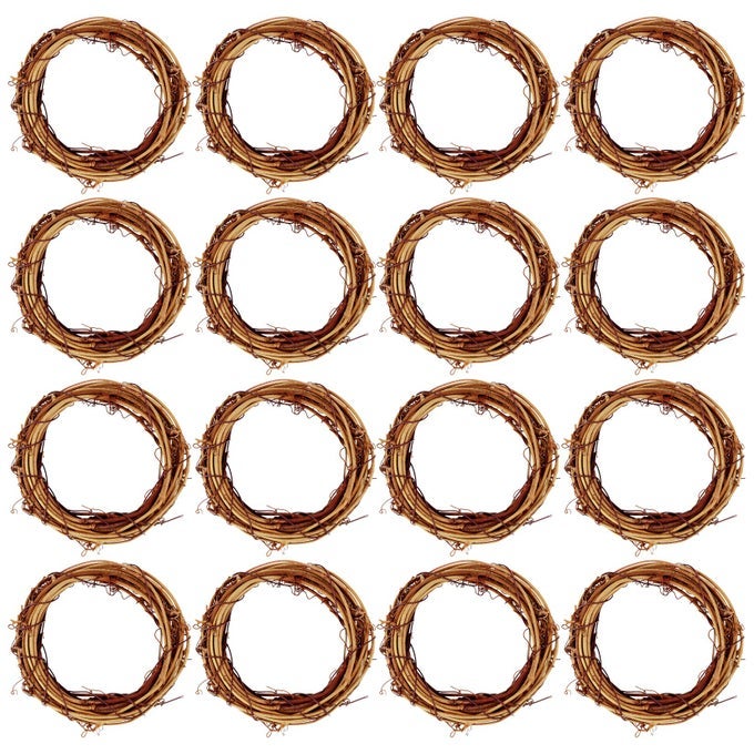 GRAPEVINE WREATH SET 16 PIECES NATURAL VINE BRANCH WREATH CHRISTMAS DIY RATTAN WREATH GARLAND FOR CHRISTMAS HOLIDAY CRAFT WEDDING DECOR 4 IN