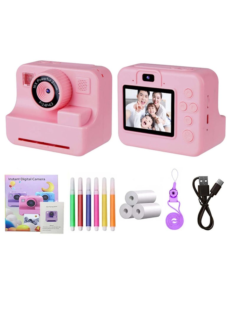 MOCOM Kids Instant Print Camera - 1080P HD Digital Video Camera with Printer, 2.4" Screen, Time-Lapse, Selfie Dual-Lens, Inkless Printing, Fun Filters & Frames, Includes 2 Print Papers, Perfect Birthday Gift for Boys & Girls Ages 3-16  - Image 1
