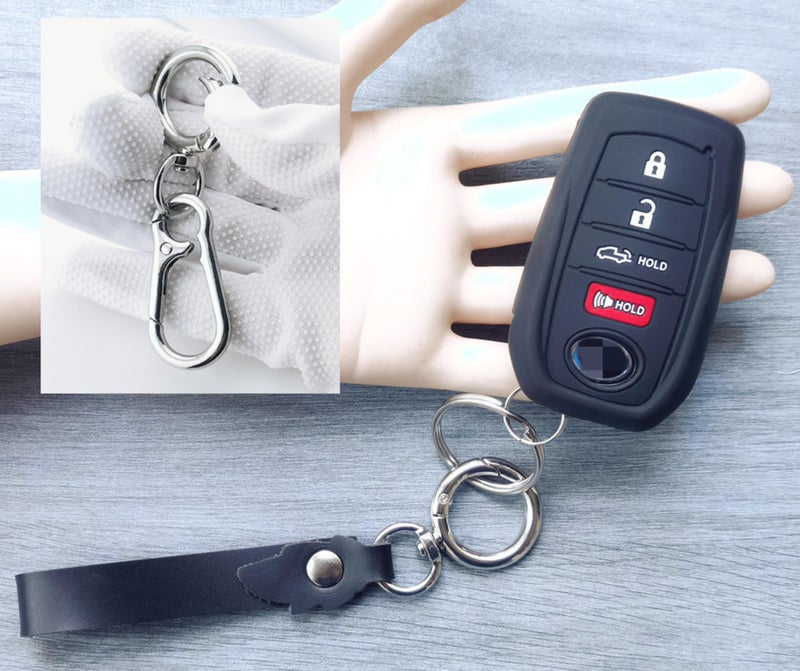 RUNZUIE 2Pcs 4 Buttons Silicone Smart Key Fob Cover for 2019-2022 2023 2024 2025 Toyota Prius Land Cruiser Venza RAV4 Prime Hilux Tundra Corolla Crown Highlander BZ4X (Black) - Image 4