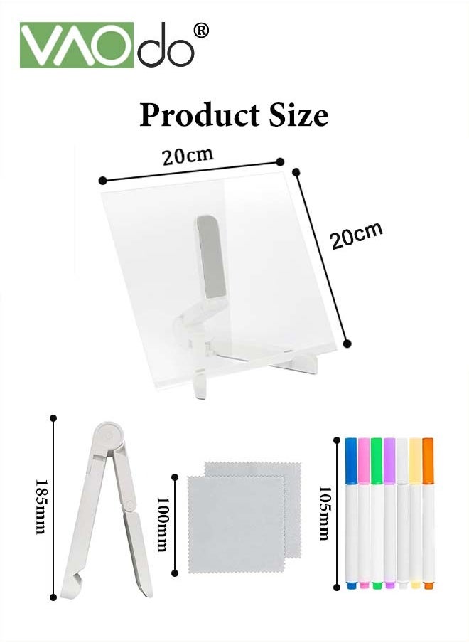 VAOdo - LED Night Light Multi-function Acrylic Note Board with 7 colored Erasable Pen Desktop Message Board Bedside LED Light for Office School Home - Image 1