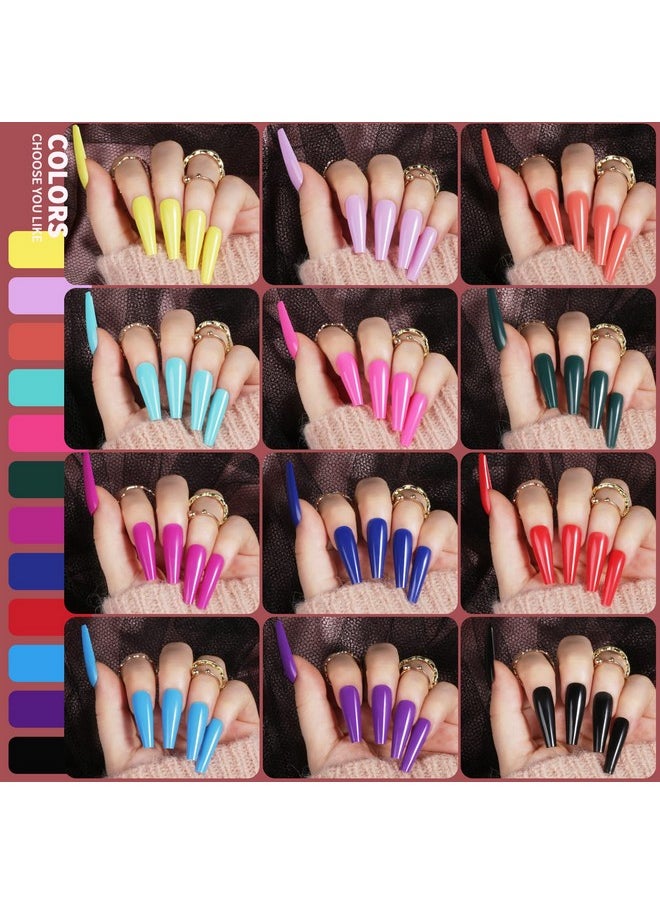 Teenitor - Teenitor Full Cover Color Press On Coffin Nails, 576pcs Fake Nail Tips in 24 Colors, Glue On Long Ballerina False Nails - Image 1