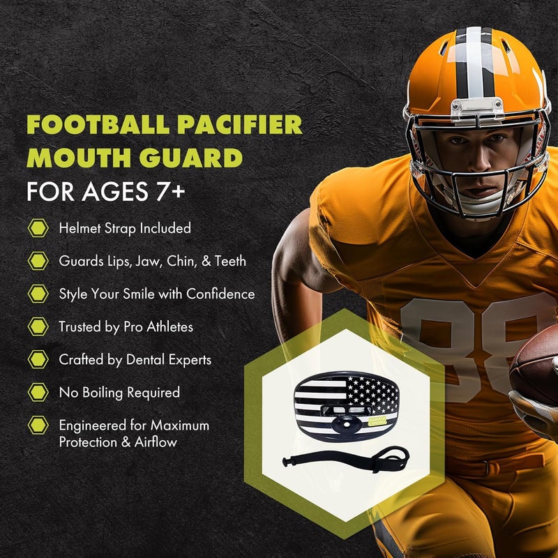 DAMAGE CONTROL Pacifier Mouthpiece – Football Mouthguard with Helmet Strap, Protects Teeth, Jaw & Mouth – Mouth Piece for Sports, No Boiling, Allows Airflow – Gear for Adults & Youth - Image 2