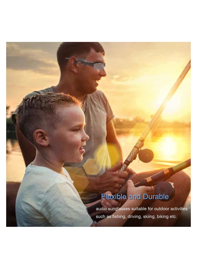 Bluetooth Sunglasses Wireless Music Sunglasses Men Women Sports Sunglasses Smart Glasses Handfree Call Headphone Stereo Sound with Mic for Smart Phone Outdoor Travel Driving Cycling (Gray Black) - Image 2