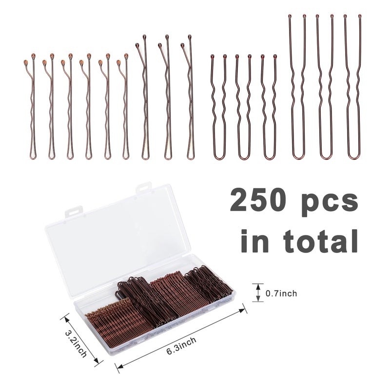 Jelara 250 Pcs Hair Pins Bobby Pins Brown Hair with Storage Box, Wavy Bobby Pins 2inch 2.4inch, U Shaped Hair Pins 2inch 2.8inch, Suitable for All Hair Types, Hair Clips Hair Pin for Women and Girls - Image 3