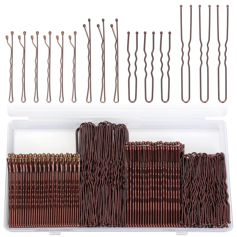 Jelara 250 Pcs Hair Pins Bobby Pins Brown Hair with Storage Box, Wavy Bobby Pins 2inch 2.4inch, U Shaped Hair Pins 2inch 2.8inch, Suitable for All Hair Types, Hair Clips Hair Pin for Women and Girls - Image 1