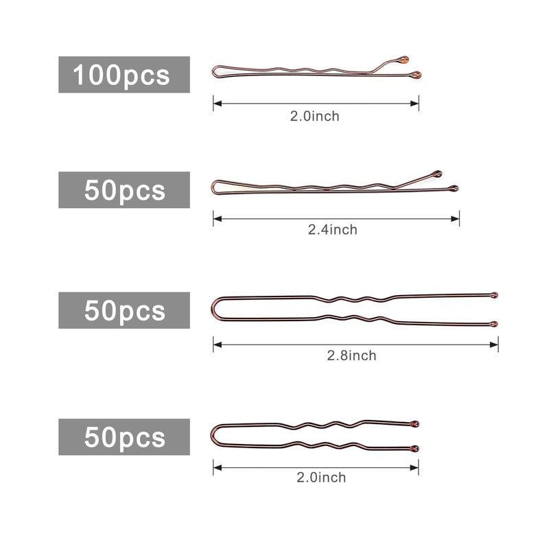 Jelara 250 Pcs Hair Pins Bobby Pins Brown Hair with Storage Box, Wavy Bobby Pins 2inch 2.4inch, U Shaped Hair Pins 2inch 2.8inch, Suitable for All Hair Types, Hair Clips Hair Pin for Women and Girls - Image 2