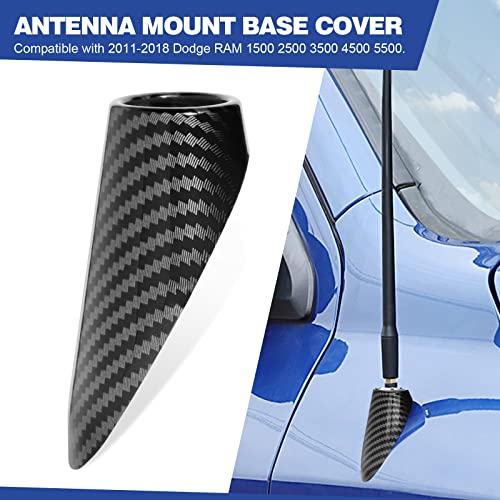 HTRACING Antenna Mount Base Cover AM FM Replacement Compatible with 2011 2012 2013 2014 2015 2016 2017 2018 Dodge RAM 1500 2500 3500 Accessories Black Carbon Fiber Color - Image 3