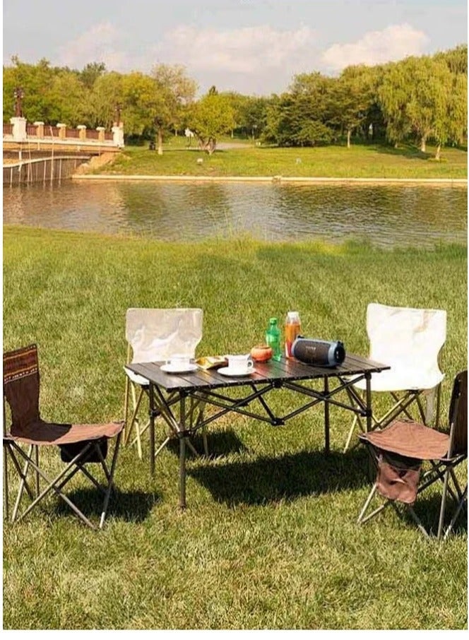 Snooe Folding Camping Table, Portable Lightweight Aluminum Roll-Up Table with Carry Bag, Outdoor Picnic BBQ Hiking Foldable Table for Travel & Beach - Image 1