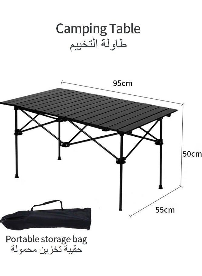 Snooe Folding Camping Table, Portable Lightweight Aluminum Roll-Up Table with Carry Bag, Outdoor Picnic BBQ Hiking Foldable Table for Travel & Beach - Image 2