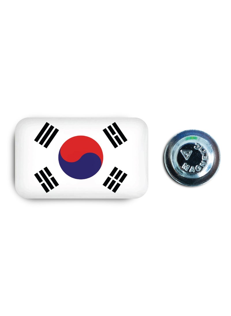 971MEDIA SOUTH KOREA Flag - Metal Badge Epoxy Coated with Magnetic Pin that Doesn't Tear Clothes  - Image 1