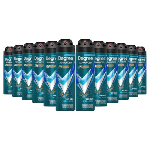 Degree Men Antiperspirant Deodorant Dry Spray Cool Rush 12 Count 72Hour Sweat and Odor Protection Deodorant for Men With Body Heat Activated Technology 38 oz - Image 2
