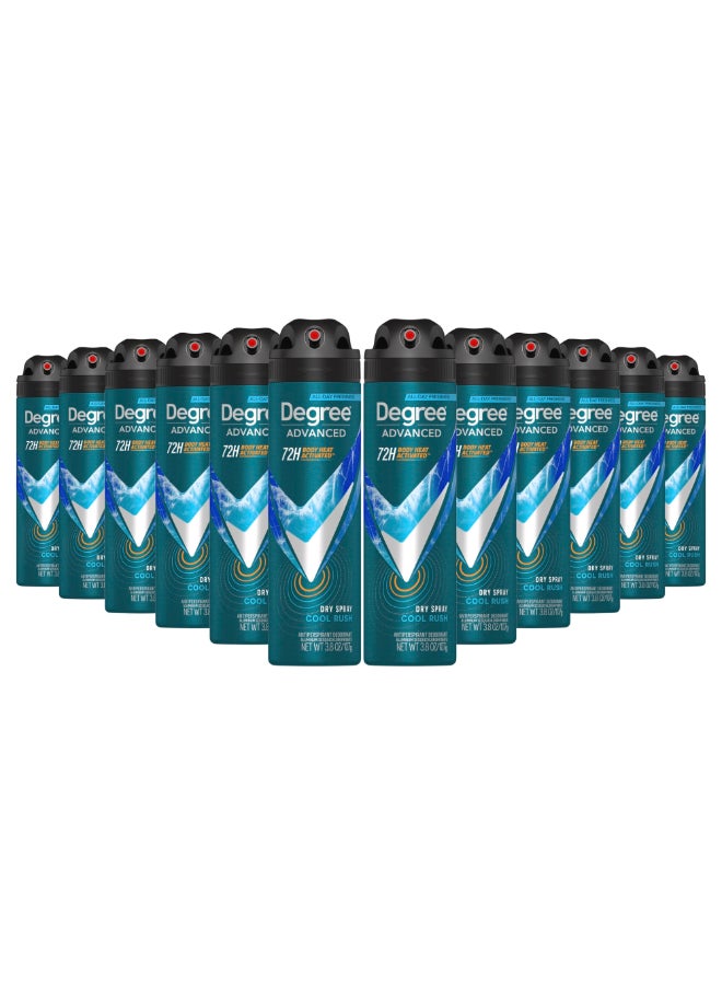 Degree Men Antiperspirant Deodorant Dry Spray Cool Rush 12 Count 72Hour Sweat and Odor Protection Deodorant for Men With Body Heat Activated Technology 38 oz - Image 3