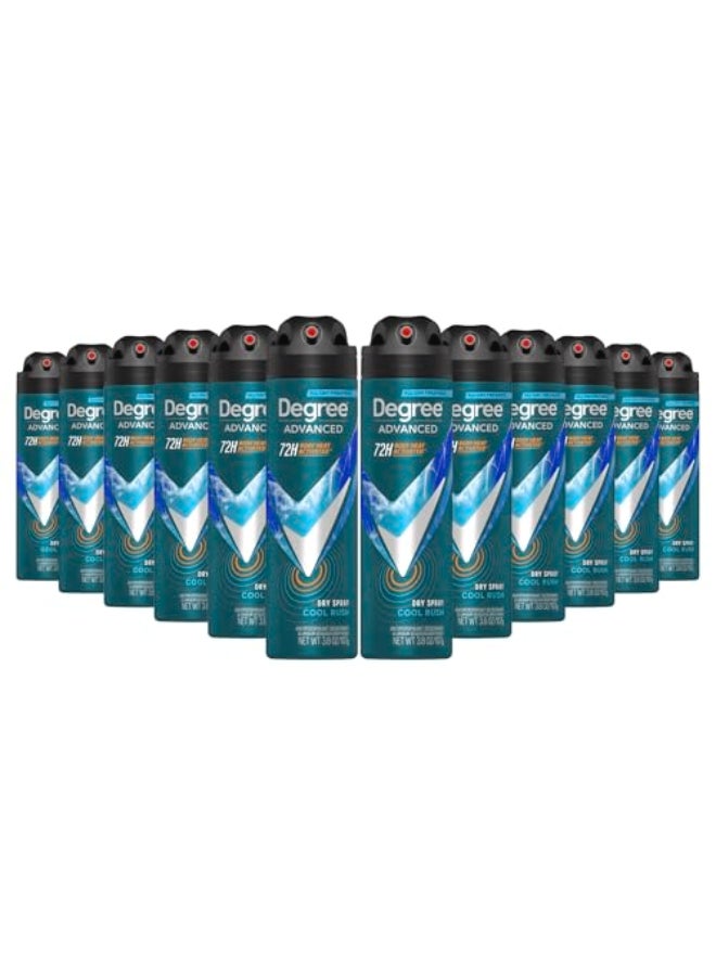Degree Men Antiperspirant Deodorant Dry Spray Cool Rush 12 Count 72Hour Sweat and Odor Protection Deodorant for Men With Body Heat Activated Technology 38 oz - Image 1