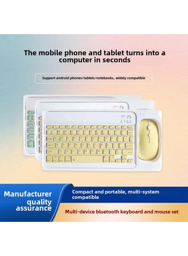 For Apple Samsung Huawei Bluetooth Keyboard Mouse Set Three System Portable Bluetooth Keyboard Mouse Set-Color:Sky Blue-Product Type:10 Inch Bluetooth Keyboard + Single-mode Bluetooth Mouse + Packing Box - Image 2