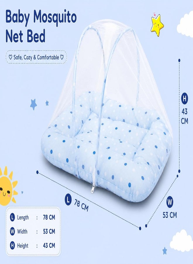 DADDY - G DADDY G 3-in-1 Baby & Sleeping Bag for Newborn | Portable Cotton Baby Bedding Set | Unisex Carry Nest & Baby Holder for New Born | Soft & Lightweight Infant Sleep Bag (Net Bed Blue Dot) - Image 5