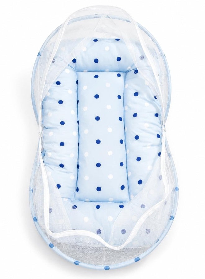 DADDY - G DADDY G 3-in-1 Baby & Sleeping Bag for Newborn | Portable Cotton Baby Bedding Set | Unisex Carry Nest & Baby Holder for New Born | Soft & Lightweight Infant Sleep Bag (Net Bed Blue Dot) - Image 4