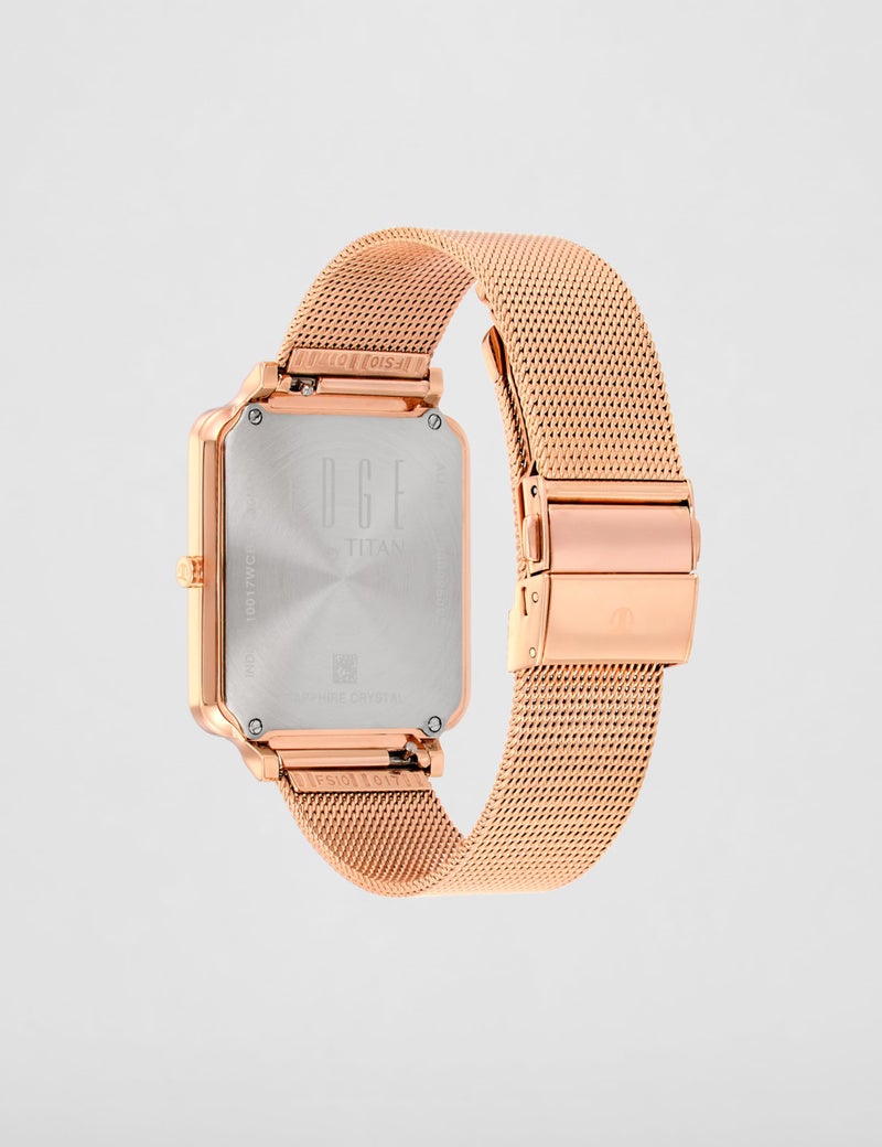 Edge Titan Edge Quad Quartz Analog White Dial Rose Gold Stainless Steel Strap Watch for Men - NT10017WM01 - Image 3