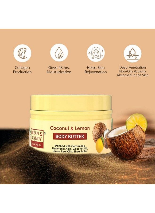 BRYAN & CANDY Coconut & Lemon Body Butter Ph 5.5 For 72Hrs Moisturization. Enriched With Ceramides Hyaluronic Acid Virgin Coconut Oil & Shea Butter; Nonsticky Moisturizer For Women & Men(200Gm)  - Image 4