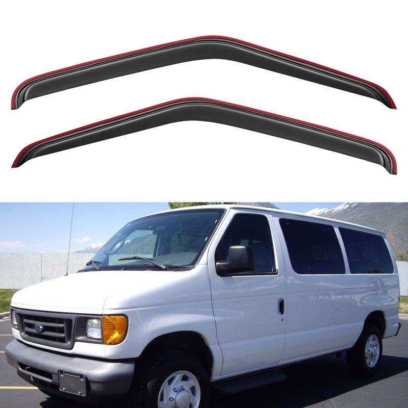 inChannel Window Visors Rain Guards for 19922006 Ford E150E250E350E450E550 Super Duty Window Vent Wind Deflectors Visors Shades for 9206 Econoline Cargo Van 2PCS