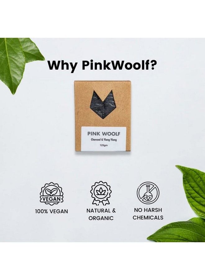 PINK WOOLF Bath Soaps Combo Set Of 3 Organic Soaps Charcoal & Ylang Ylang Organic And Handmade All Skin Types Removes Oil & Dirt Each Soap Bar Is 125 G  - Image 3