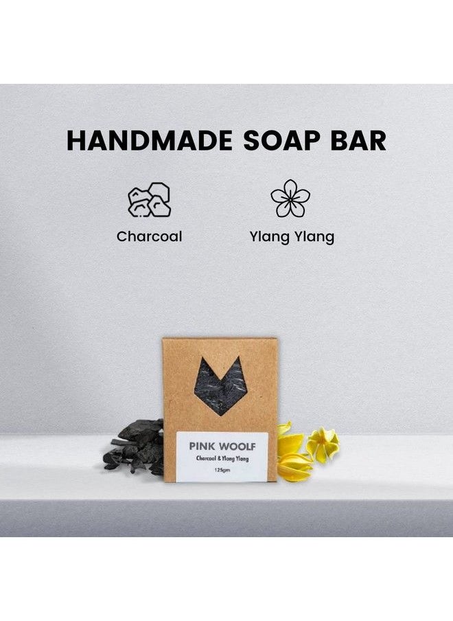 PINK WOOLF Bath Soaps Combo Set Of 3 Organic Soaps Charcoal & Ylang Ylang Organic And Handmade All Skin Types Removes Oil & Dirt Each Soap Bar Is 125 G  - Image 5